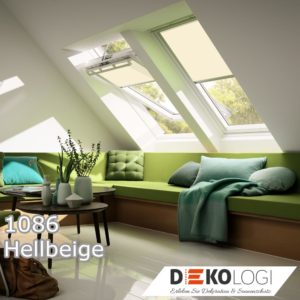 Schienengeführtes Dachfensterrollo 1086 Hellbeige