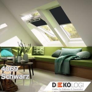 Schienengeführtes Dachfensterrollo RFL 4069 Schwarz