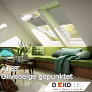 Rollo für Dachfenster lichtdurchlässig in RFL 4165 Olivebeige gepunktet