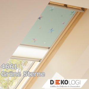 Velux Set aus Faltstore und Verdunkelungsrollo 4661 Grüne Sterne
