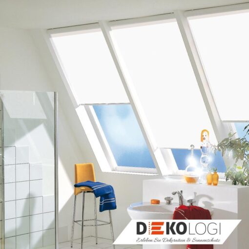 Dachfensterrollo Haltekrallen Dekor weiß