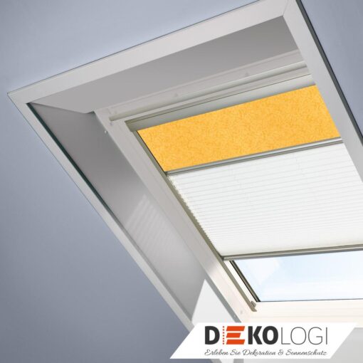 Original Velux Kombi DFD Rollo und Faltstore in gelb