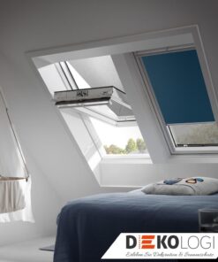 Zwei Dachfenster Vorteils Sets DOP Rollo blau und Markise schwarz