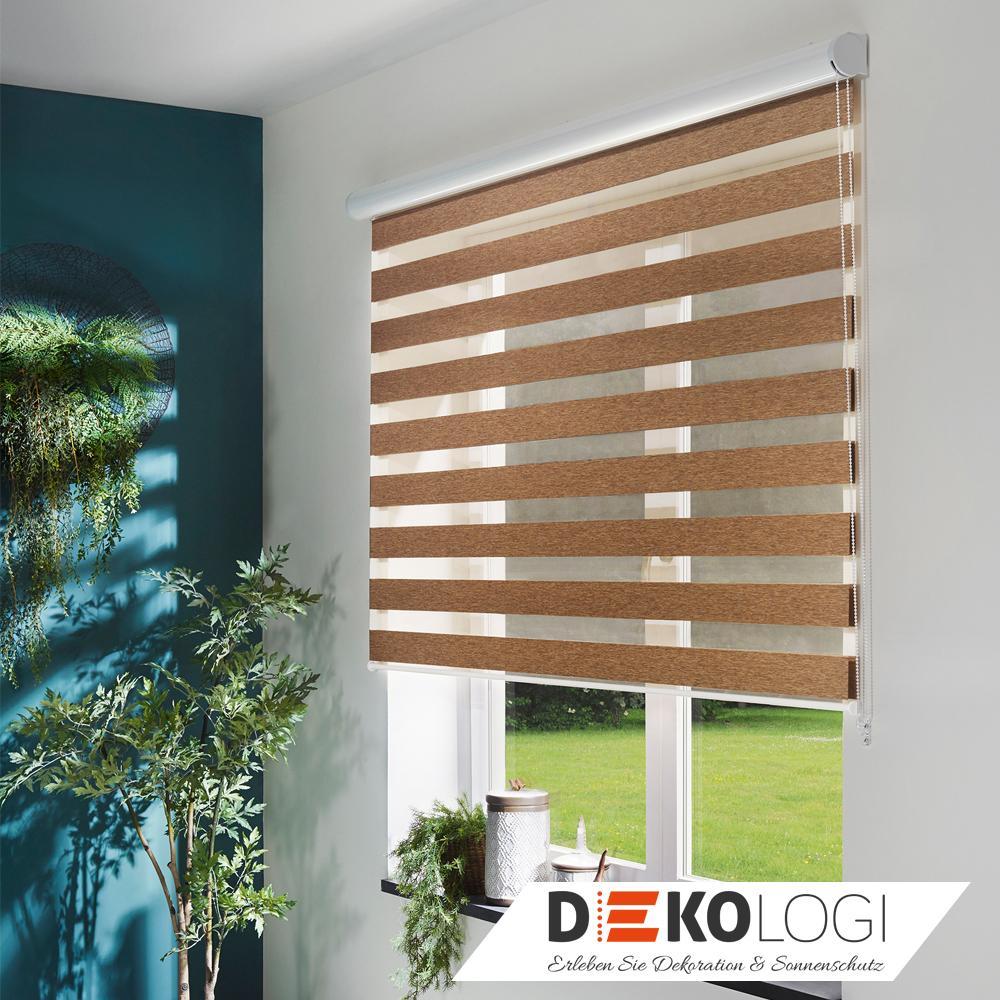 Doppelrollo braun mit Kette