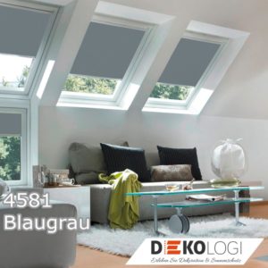 Vier Original Velux Verdunkelungsrollos Solarbetrieben Blaugrau