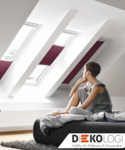 Drei Velux Wabenplissee in Lila