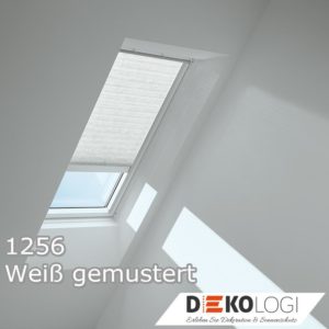 Dachfenster Plissee Dekor 1256 Weiß gepunktet