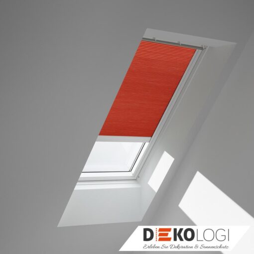 Velux Wabenplissee solarbetrieben in orange
