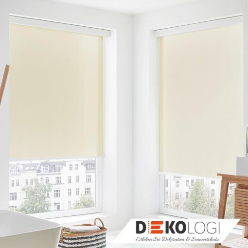 Zwei Kassettenrollos in beige