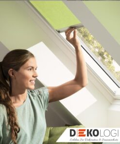 Grünes Sichtschutzrollo für Velux