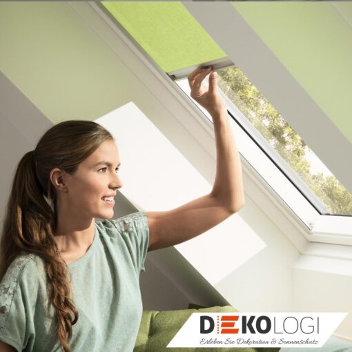 Grünes Sichtschutzrollo für Velux