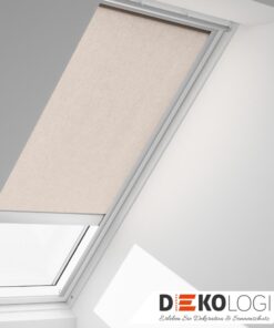 Elektrisch bedientes Velux Elektro Rollo Dekor beige
