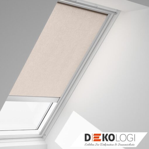 Elektrisch bedientes Velux Elektro Rollo Dekor beige