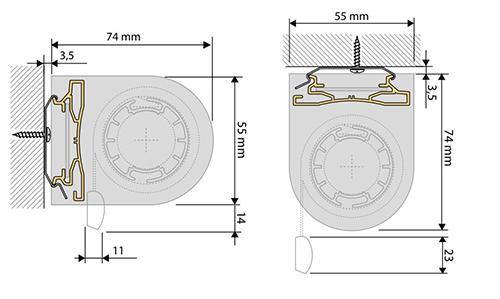 Seitenansicht Rollo Trägerprofil