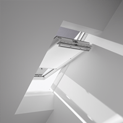 Lichteinfall am Dachfensterrollo weiß