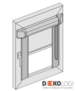 Glasleistenrollo mit Schienen als Zeichnung