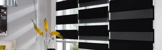 Drei Doppelrollos in schwarz auf Maß
