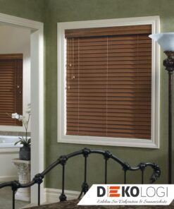 Holzjalousie Breite Lamellen braun