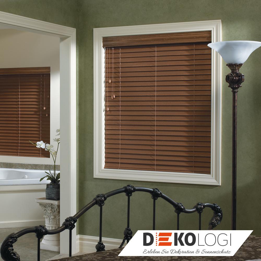 Holzjalousie Breite Lamellen braun