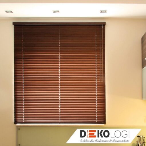 Fenster Holz Jalousie in weiß schwarz elfenbein gelb mahagoni