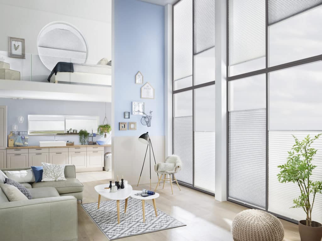 Viele Wohnzimmer Plissees uni weiß