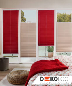 Plissee Rot beige Raumbild nach Maß