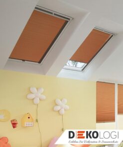 Dachfensterplissee in Orange Beige für Velux Roto Fakro Fenster