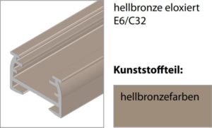 Profilefarbe nach Maß in hell Bronze eloxiert für den Plissee Stoffbehang