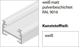 Profile für den gefalteten Sonnenschutz in weiß RAL 9016