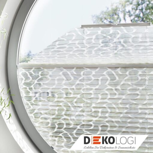 Plissee für Rundbogen Fenster in weiß grau