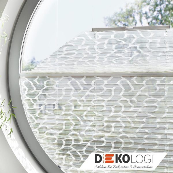 Plissee für Rundbogen Fenster in weiß grau