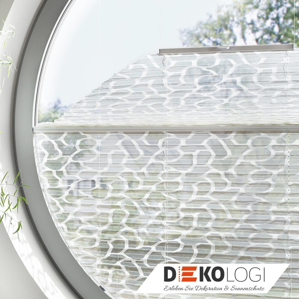 Plissee für Rundbogen Fenster in weiß grau