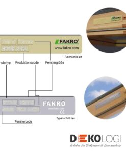 Fakro Typenschild Übersicht für Verdunkleungsrollo