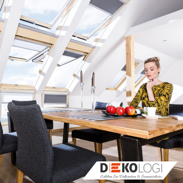 Sichtschutzrollo in grau für Fakro Fenster