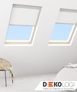 Bloc Verdunkelungsrollo in weiß im Holz Rahmen zum verdunkeln