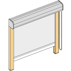 Maßgefertigtes Schienenrollo Kettenbedienung