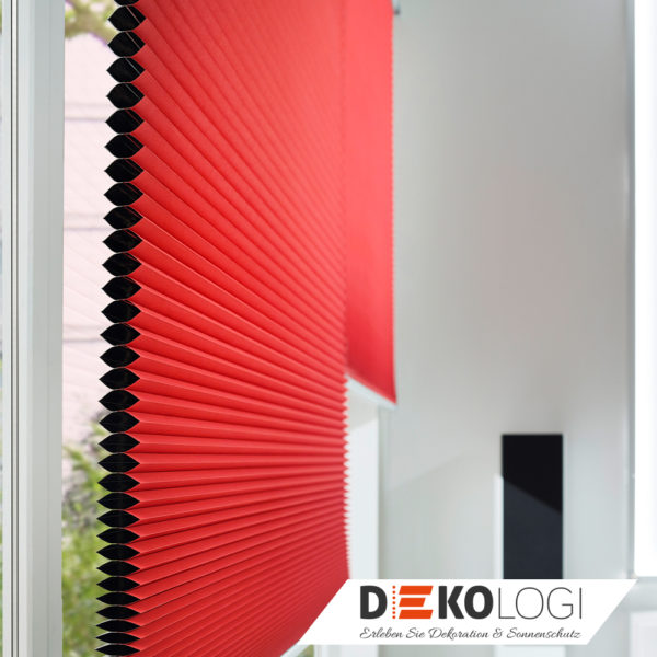 Wabenplissee nach Maß Rot ohne Bohren für Fenster Badezimmer Küche