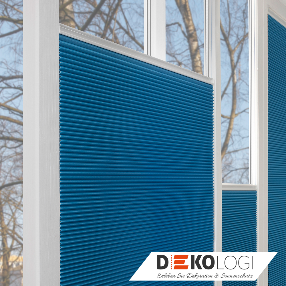 Wabenplissee blau Maßanfertigung Badezimmer Küchen ohne Bohren nach Maß Transparent blickdicht