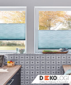 Wabenplissee hellblau nach Maß Badezimmer Küchen ohne Bohren Transparent blickdicht