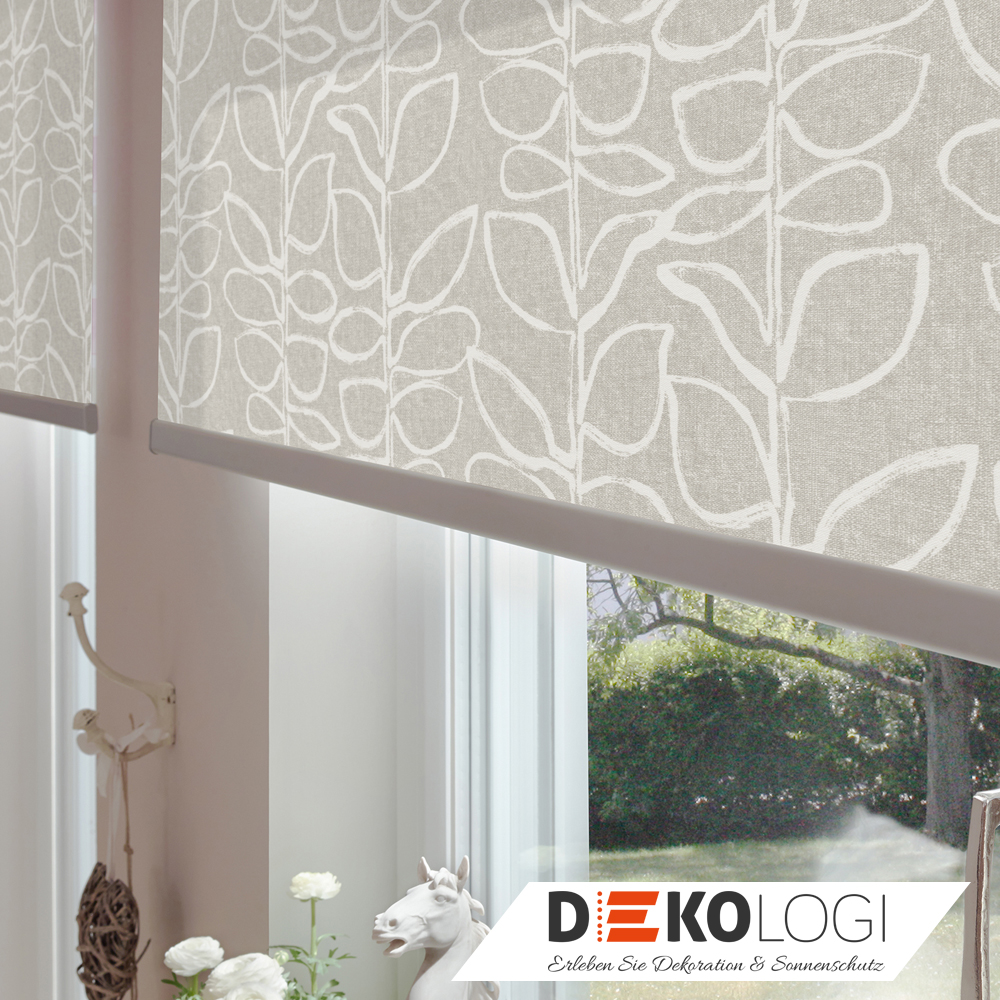 Florales Rollo in grau weiß