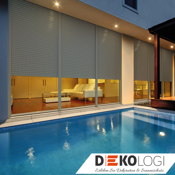 Pool Beschattung Sichtschutz Fensterfront