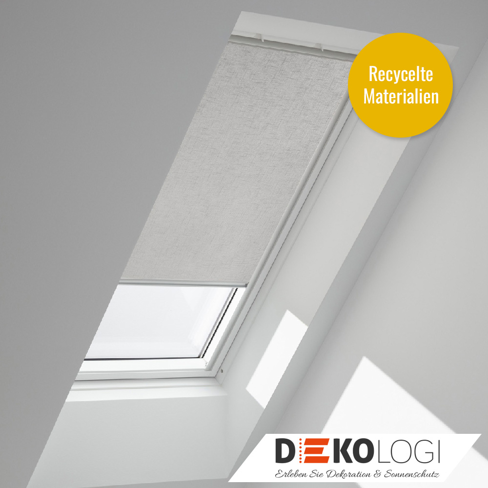 Graues Rollo Velux Nature Kollektion mit recycelten Materialien
