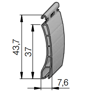 Detailansicht Außenrollladen Panzer mit Abmaßen