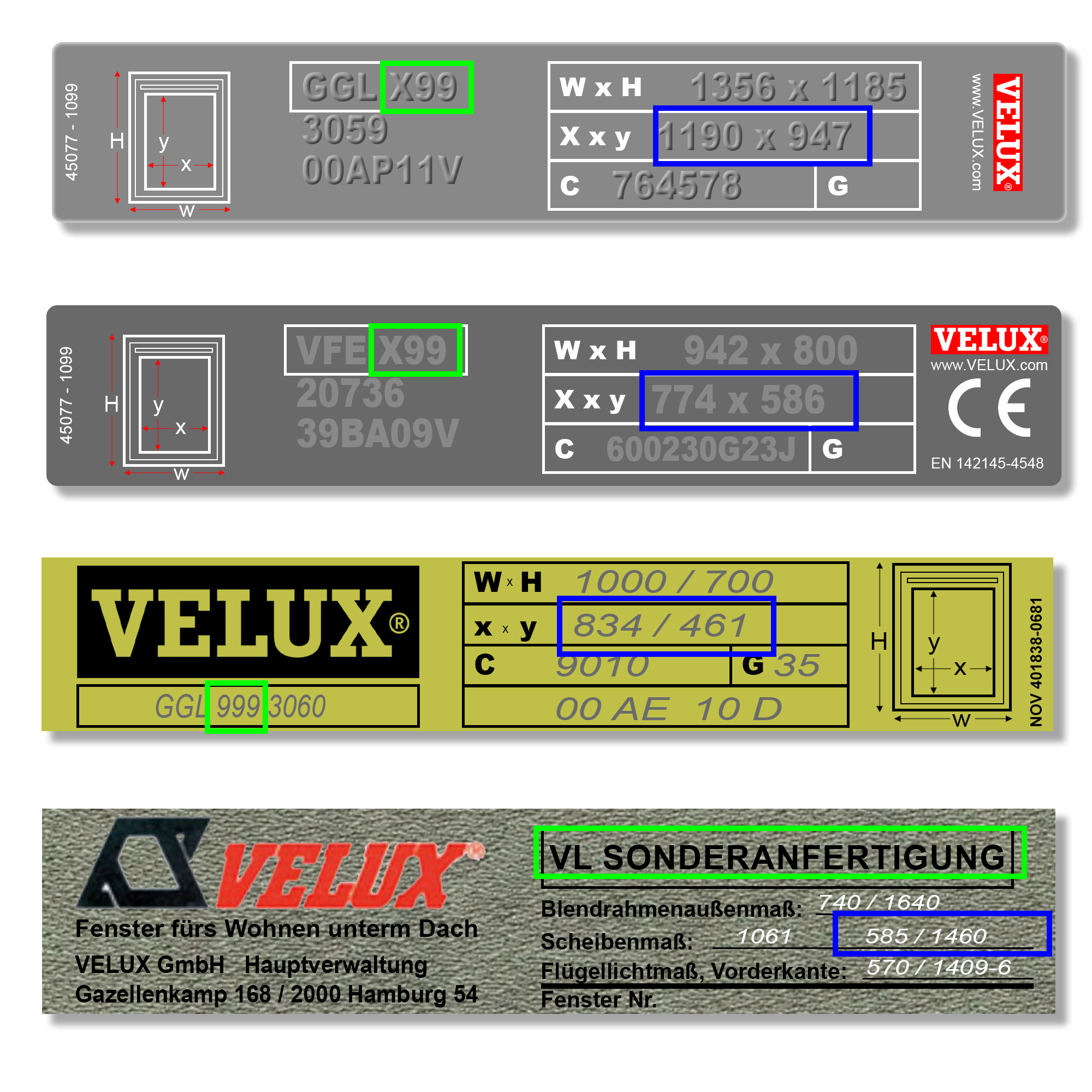 Sonder / Maßfenster